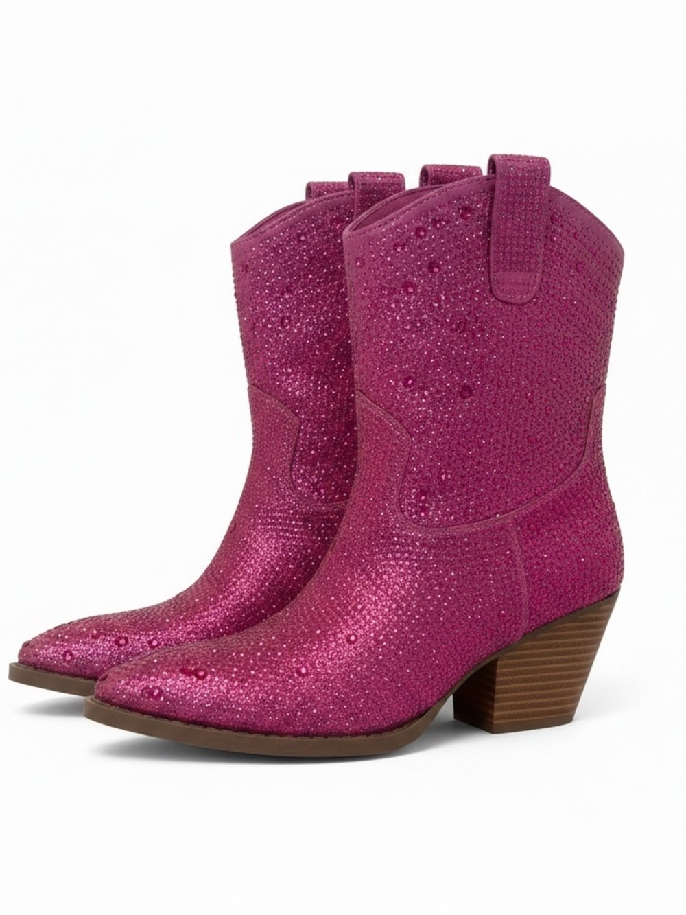Forever Sparkle Pink Western Ankle Boots